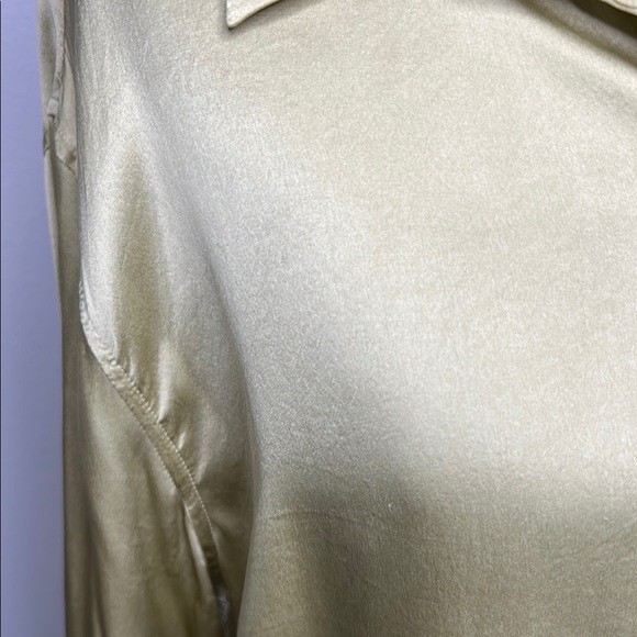 Evan Picone SILK light olive green long sleeve Blouse - Picture 12 of 13